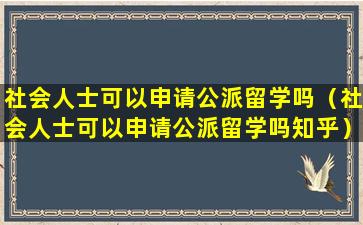 社会人士可以申请公派留学吗（社会人士可以申请公派留学吗知乎）