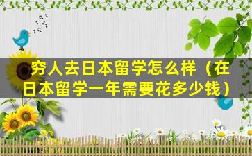 穷人去日本留学怎么样（在日本留学一年需要花多少钱）