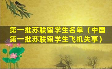 第一批苏联留学生名单（中国第一批苏联留学生飞机失事）