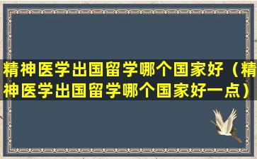 精神医学出国留学哪个国家好（精神医学出国留学哪个国家好一点）