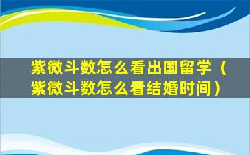 紫微斗数怎么看出国留学（紫微斗数怎么看结婚时间）