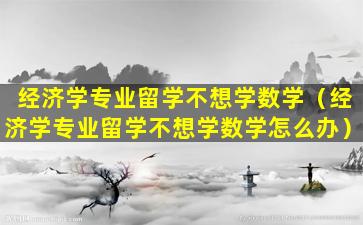 经济学专业留学不想学数学（经济学专业留学不想学数学怎么办）