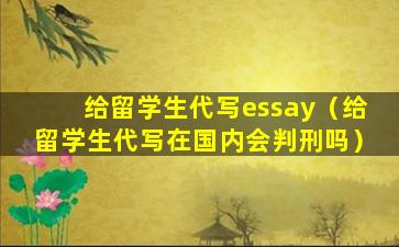 给留学生代写essay（给留学生代写在国内会判刑吗）