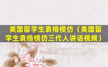 美国留学生袁楷模仿（美国留学生袁楷模仿三代人讲话视频）