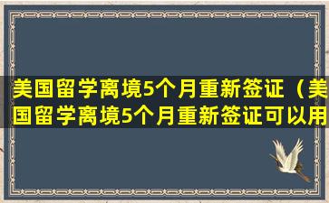 美国留学离境5个月重新签证（美国留学离境5个月重新签证可以用旧的I20吗）