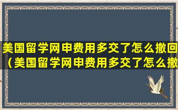 美国留学网申费用多交了怎么撤回（美国留学网申费用多交了怎么撤回申请）