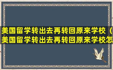 美国留学转出去再转回原来学校（美国留学转出去再转回原来学校怎么办）