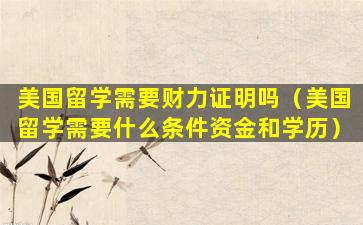 美国留学需要财力证明吗（美国留学需要什么条件资金和学历）