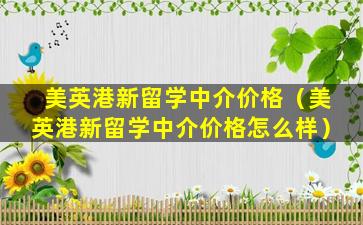 美英港新留学中介价格（美英港新留学中介价格怎么样）