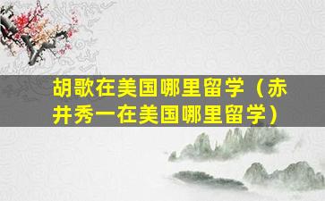 胡歌在美国哪里留学（赤井秀一在美国哪里留学）