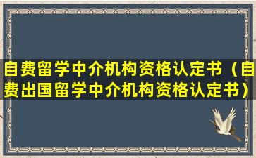 自费留学中介机构资格认定书（自费出国留学中介机构资格认定书）