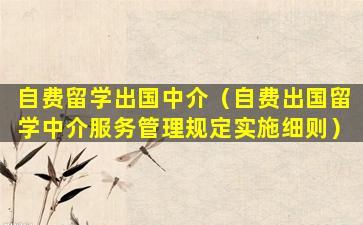 自费留学出国中介（自费出国留学中介服务管理规定实施细则）