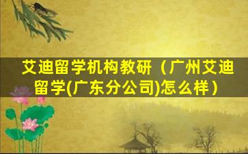 艾迪留学机构教研（广州艾迪留学(广东分公司)怎么样）