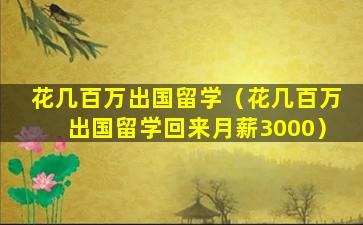 花几百万出国留学（花几百万出国留学回来月薪3000）