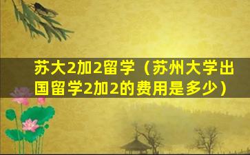 苏大2加2留学（苏州大学出国留学2加2的费用是多少）