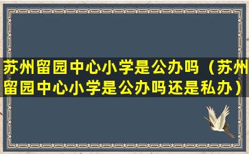 苏州留园中心小学是公办吗（苏州留园中心小学是公办吗还是私办）