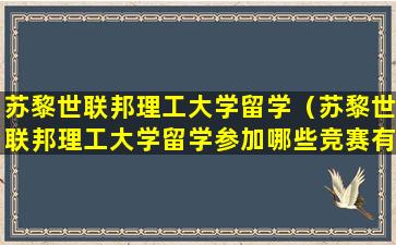 苏黎世联邦理工大学留学（苏黎世联邦理工大学留学参加哪些竞赛有优势）