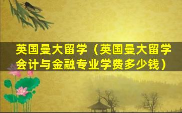 英国曼大留学（英国曼大留学会计与金融专业学费多少钱）