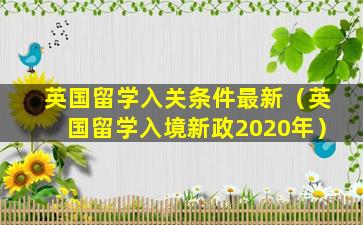 英国留学入关条件最新（英国留学入境新政2020年）