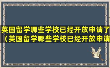 英国留学哪些学校已经开放申请了（英国留学哪些学校已经开放申请了研究生）