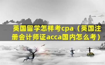 英国留学怎样考cpa（英国注册会计师证acca国内怎么考）