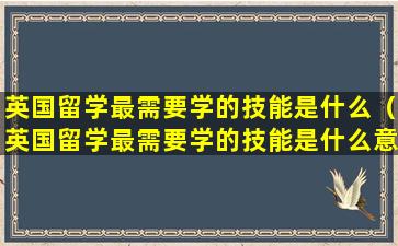 英国留学最需要学的技能是什么（英国留学最需要学的技能是什么意思）