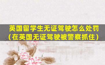 英国留学生无证驾驶怎么处罚（在英国无证驾驶被警察抓住）