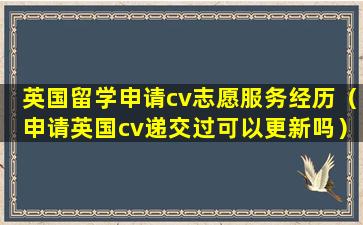 英国留学申请cv志愿服务经历（申请英国cv递交过可以更新吗）