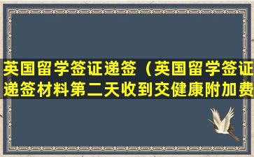 英国留学签证递签（英国留学签证递签材料第二天收到交健康附加费通知）