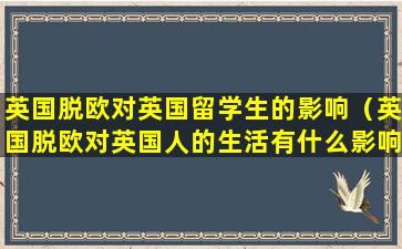 英国脱欧对英国留学生的影响（英国脱欧对英国人的生活有什么影响）