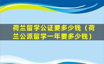 荷兰留学公证要多少钱（荷兰公派留学一年要多少钱）