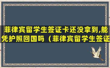 菲律宾留学生签证卡还没拿到,能凭护照回国吗（菲律宾留学生签证卡还没拿到,能凭护照回国吗现在）