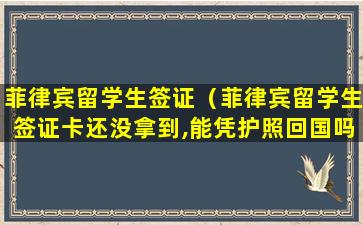 菲律宾留学生签证（菲律宾留学生签证卡还没拿到,能凭护照回国吗）