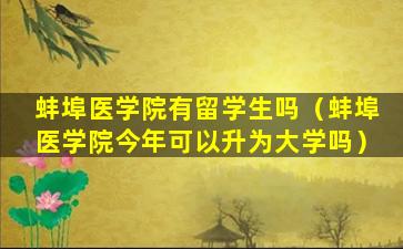 蚌埠医学院有留学生吗（蚌埠医学院今年可以升为大学吗）