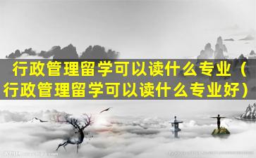 行政管理留学可以读什么专业（行政管理留学可以读什么专业好）