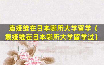 袁娅维在日本哪所大学留学（袁娅维在日本哪所大学留学过）