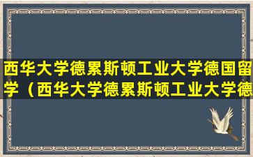 西华大学德累斯顿工业大学德国留学（西华大学德累斯顿工业大学德国留学回来如何）