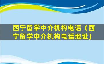 西宁留学中介机构电话（西宁留学中介机构电话地址）