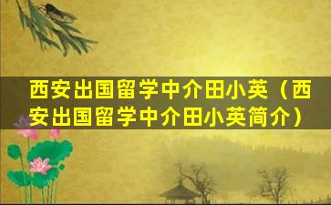 西安出国留学中介田小英（西安出国留学中介田小英简介）