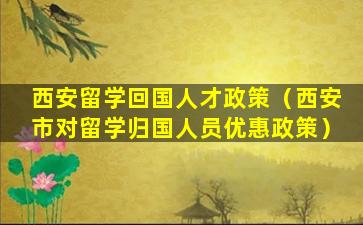 西安留学回国人才政策（西安市对留学归国人员优惠政策）