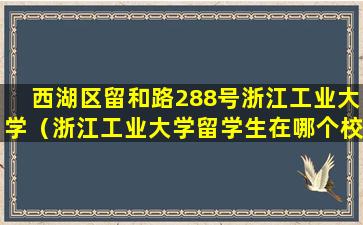 西湖区留和路288号浙江工业大学（浙江工业大学留学生在哪个校区）