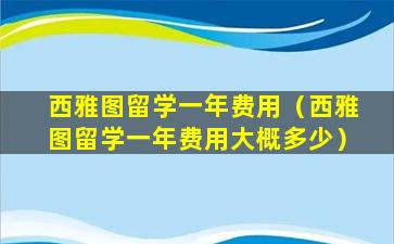 西雅图留学一年费用（西雅图留学一年费用大概多少）