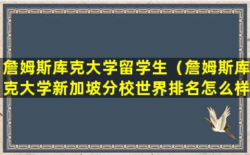 詹姆斯库克大学留学生（詹姆斯库克大学新加坡分校世界排名怎么样）