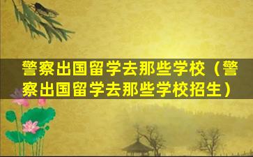 警察出国留学去那些学校（警察出国留学去那些学校招生）