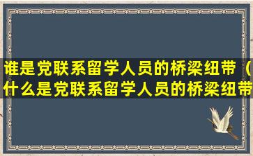 谁是党联系留学人员的桥梁纽带（什么是党联系留学人员的桥梁纽带作用）