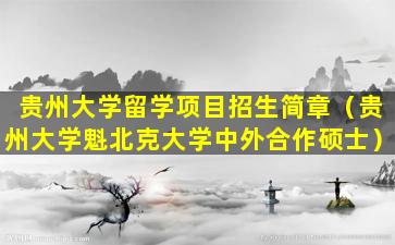 贵州大学留学项目招生简章（贵州大学魁北克大学中外合作硕士）