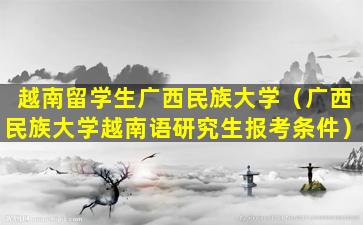 越南留学生广西民族大学（广西民族大学越南语研究生报考条件）
