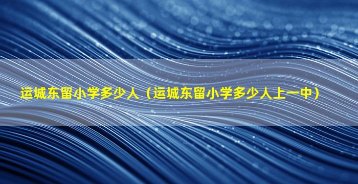 运城东留小学多少人（运城东留小学多少人上一中）