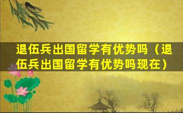 退伍兵出国留学有优势吗（退伍兵出国留学有优势吗现在）