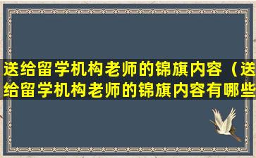 送给留学机构老师的锦旗内容（送给留学机构老师的锦旗内容有哪些）